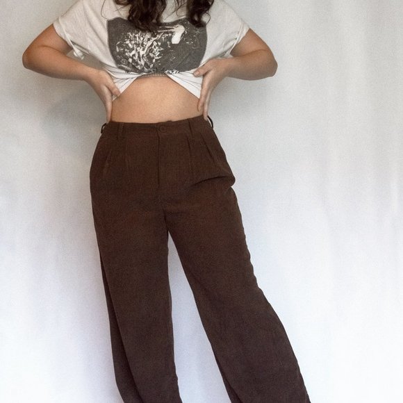 WIDE Leg Corduroy Pants - Brown - Picture 1 of 3